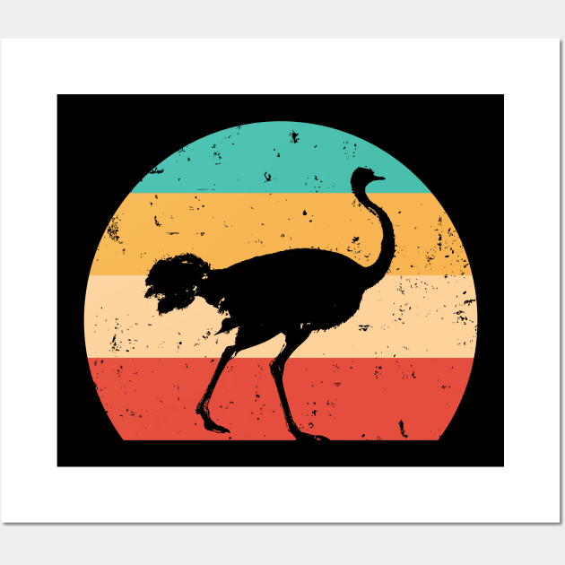 vintage sunset Common ostrich ,funny Ostrich lover Wall Art by mezy